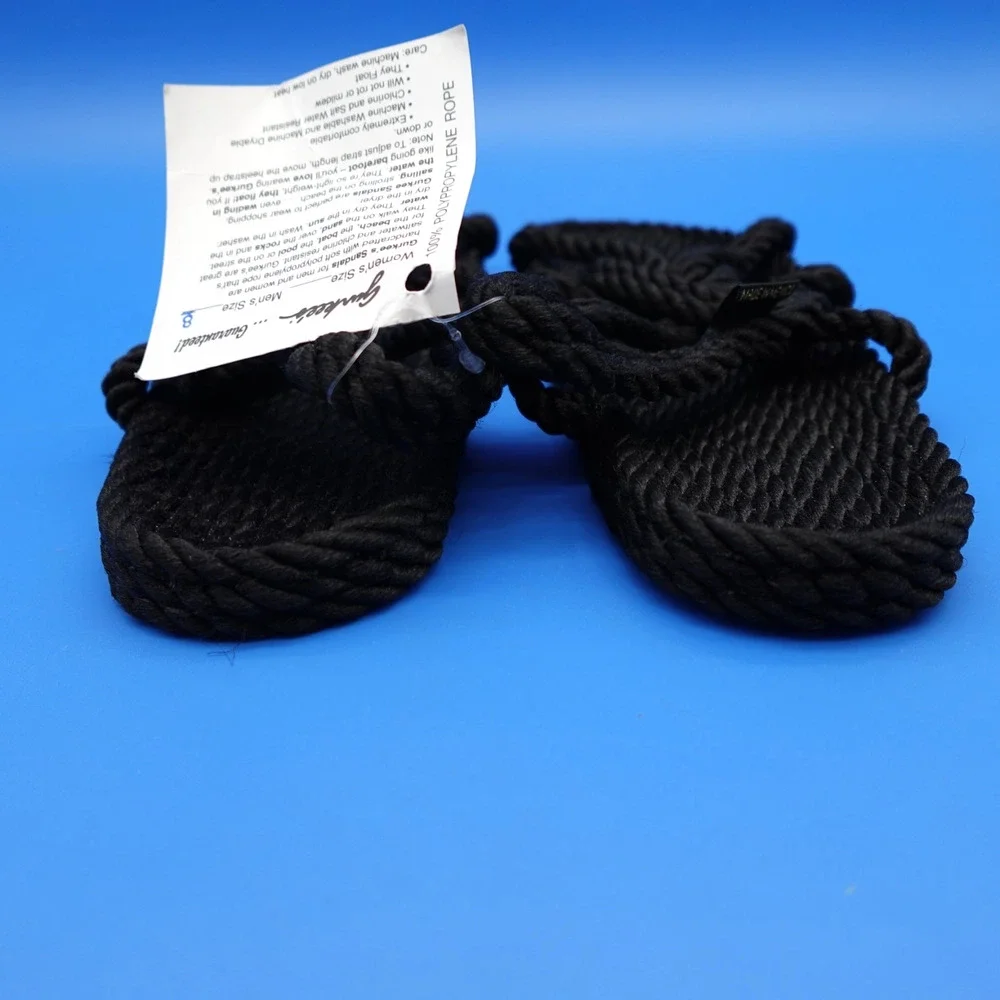 Rope Sandals Gurkee's Barbados Men's Size 8 Black 100% Poly Flip Flops NWT